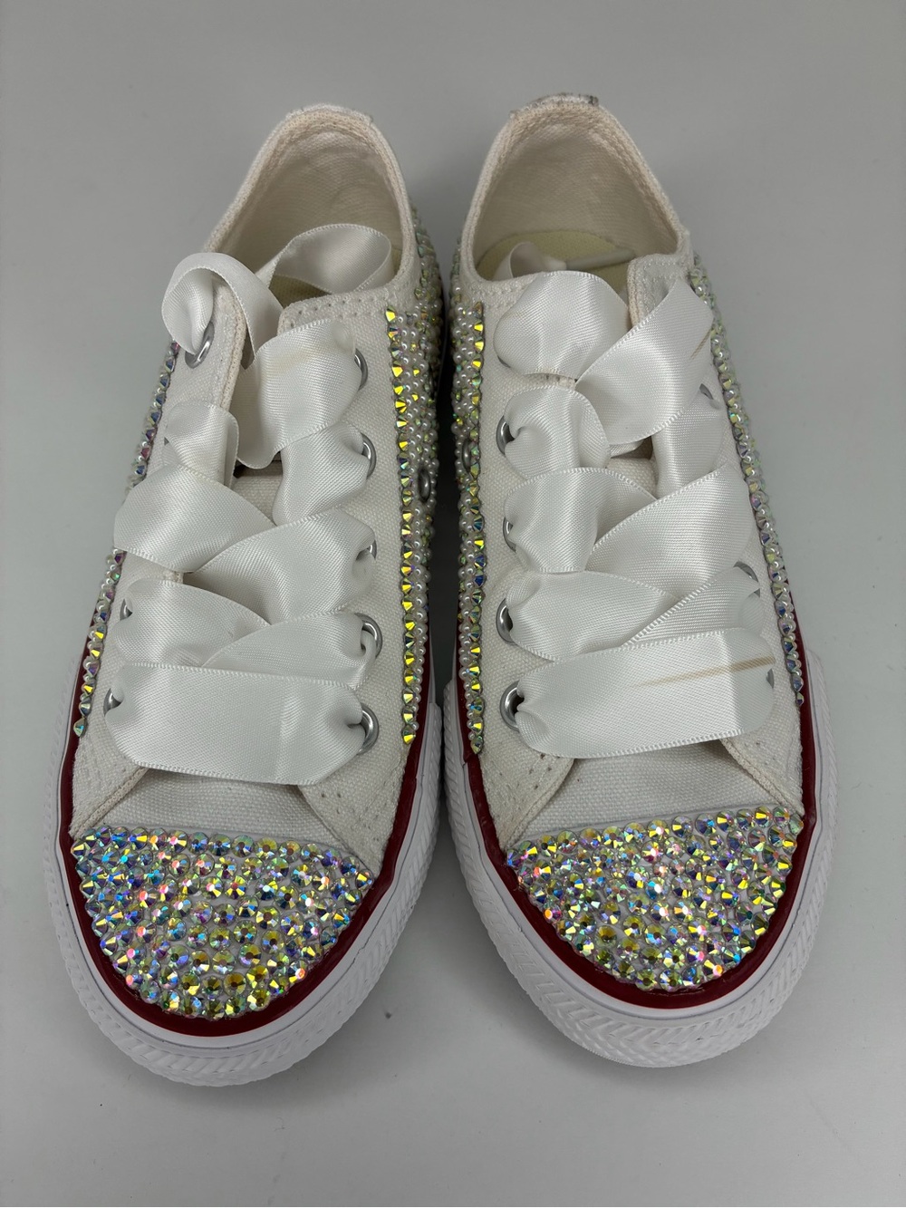 Converse White Crystal-Embellished Kids Sneakers